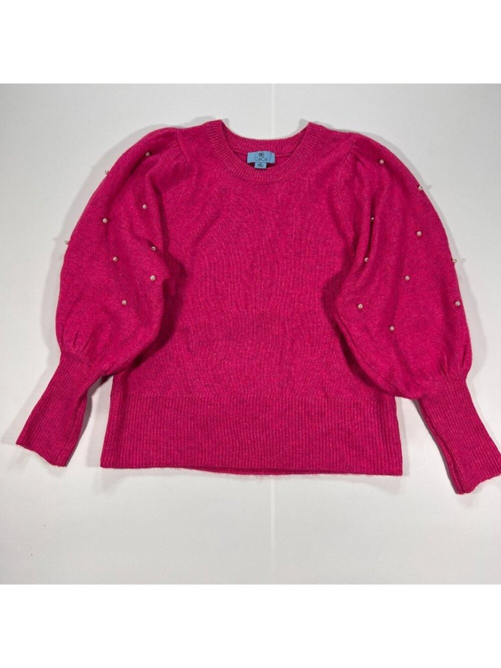 CeCe Sweater Women's S Pink Acrylic Balloon Sleeve Party Winter Holiday Cozy